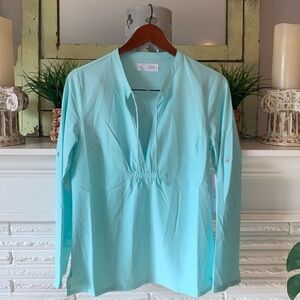 Carve Designs Aqua Blue Swim Coverup Long Sleeve Top SPF 30+ Swim Summer NEW